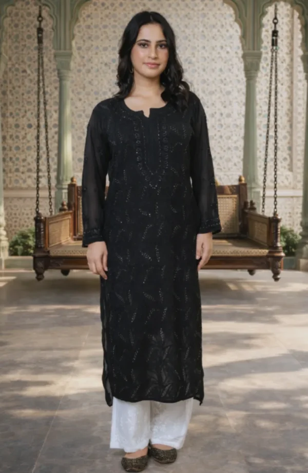 Georgette with Mukhaish work imon the fabric