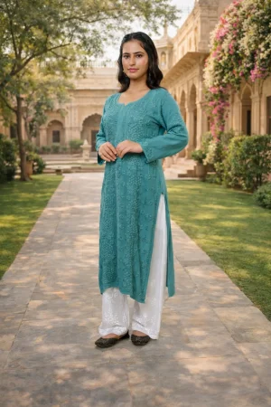 ChatGPT Image Feb 12, 2026, 05_21_49 PM Women’s Teal Green Embroidered Straight Kurta