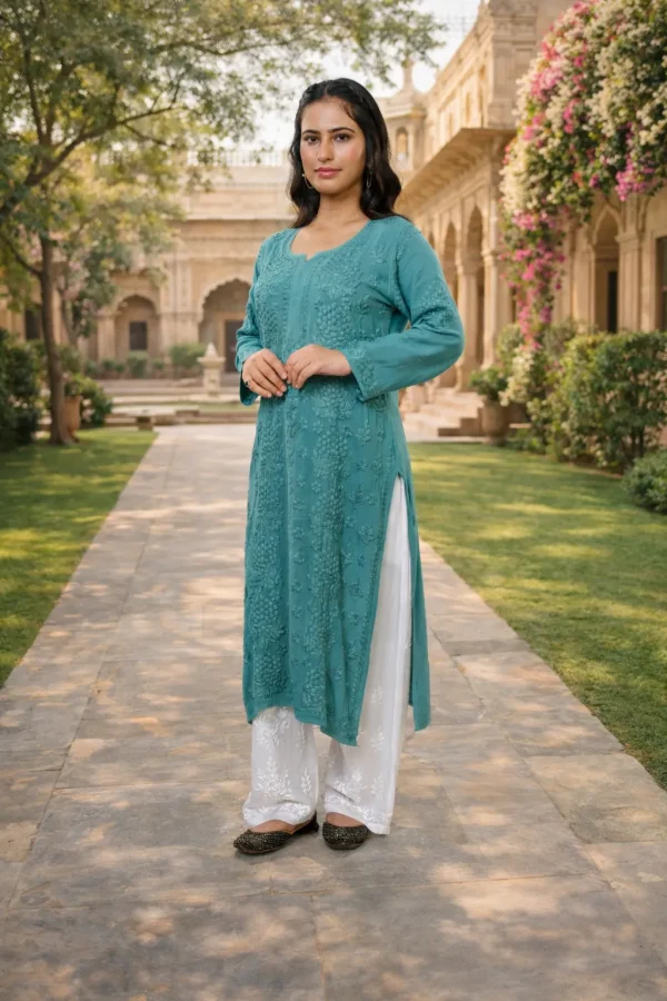 ChatGPT Image Feb 12, 2026, 05_21_49 PM Women’s Teal Green Embroidered Straight Kurta