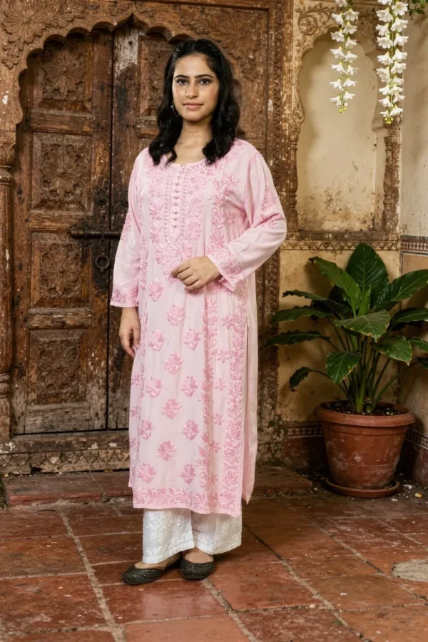 WhatsApp Image 2026-02-10 at 14.13.16 (1) Women’s Light Pink Floral Embroidered Straight Kurta