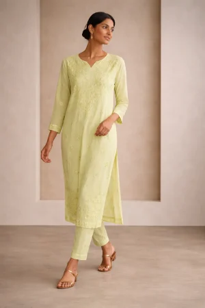 Mint Serenity Embroidered Kurta Set