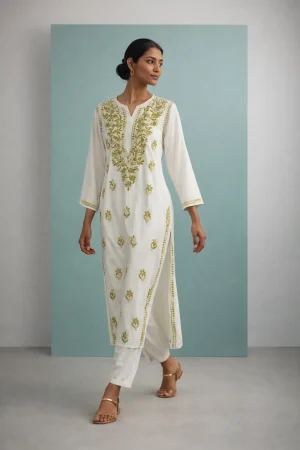 Ivory Elegance Hand-Embroidered Kurta Set