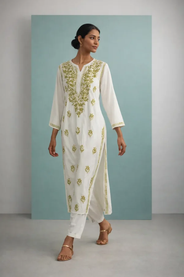 Ivory Elegance Hand-Embroidered Kurta Set
